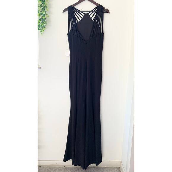 Dress the Population Harlow Crepe Long Black Strappy Gown New - Picture 7 of 9